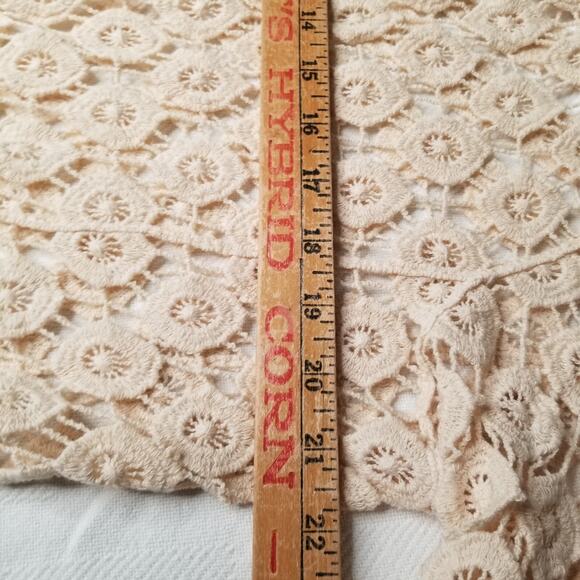 Rebellion again Crochet Fringed Lace Cardigan Duster Large Ivory Boho Festival - Picture 7 of 8